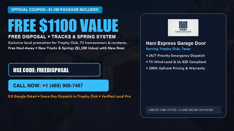 FREE Old Door Haul-Away & Heavy-Duty Tracks in Trophy Club, TX - Hani Express Garage Door