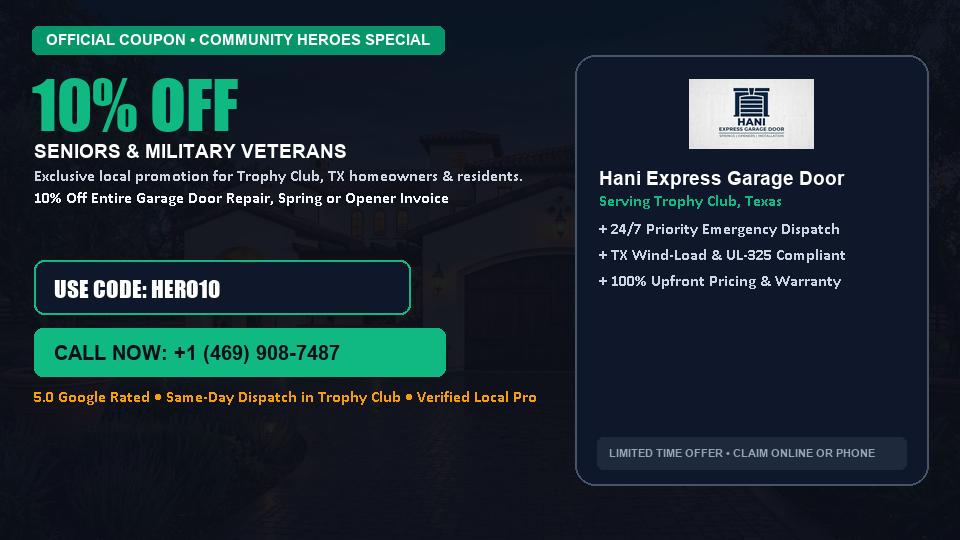 10% OFF Senior, Military & First Responder Discount in Trophy Club, TX - Hani Express Garage Door
